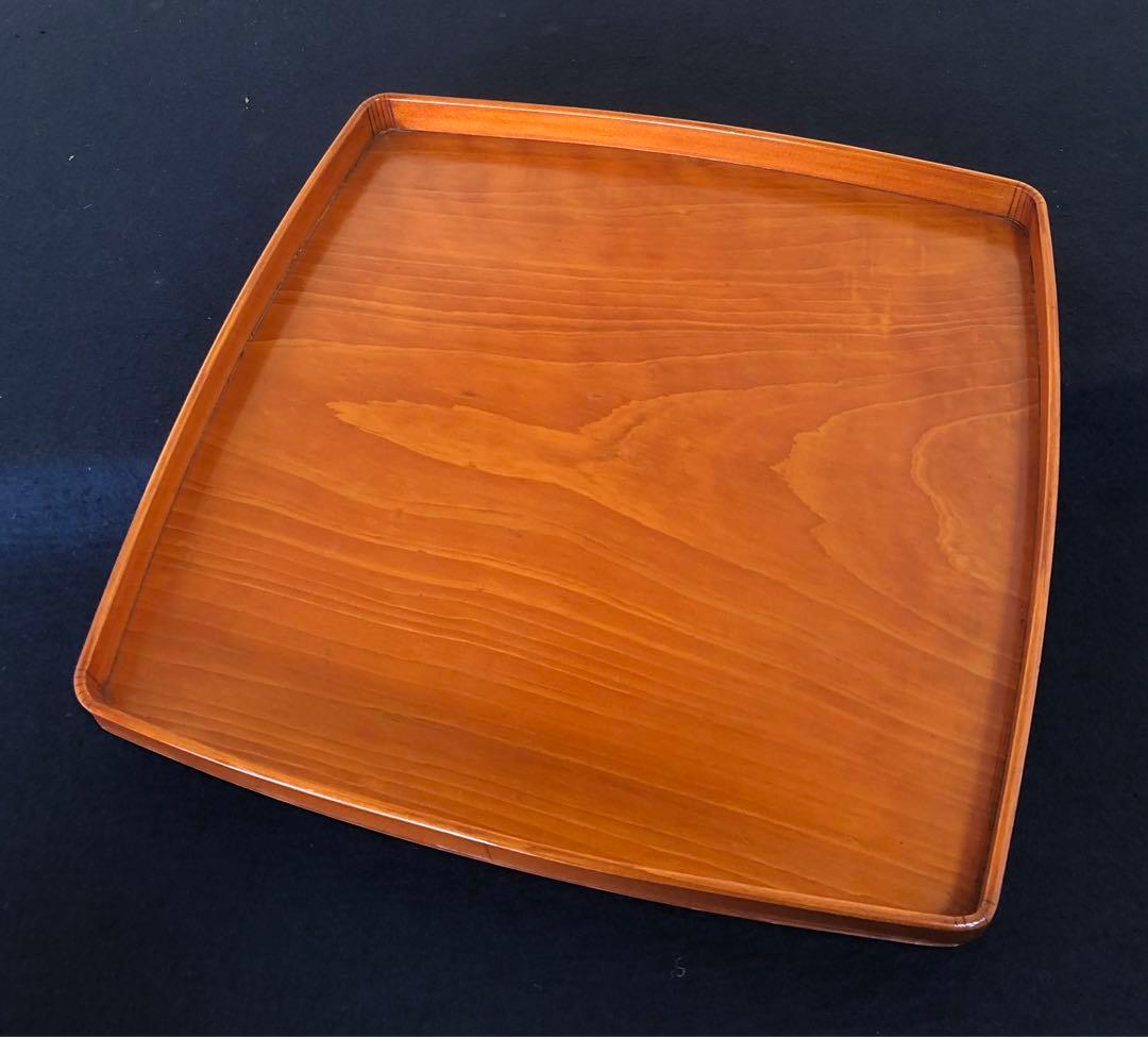 《R》春慶塗 胴張 折敷9客 四方膳 銘々膳 木製漆器 木箱　260203く4