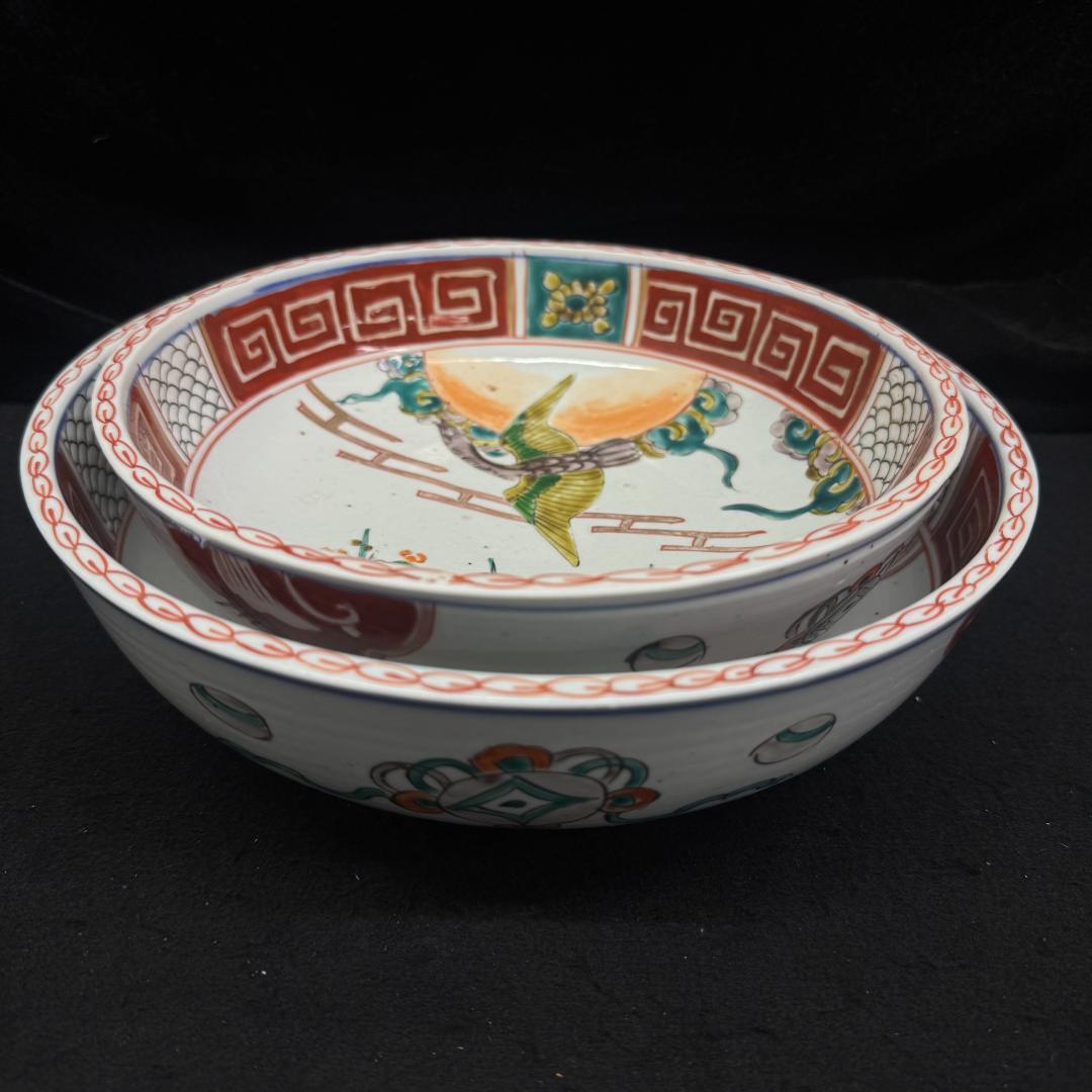 江戸時代　古伊万里 二重高台色絵鉢　二枚セット骨董　アンティーク　鉢　花鶴 2026年最新】伊万里 二重 高台の人気アイテム - メルカリ