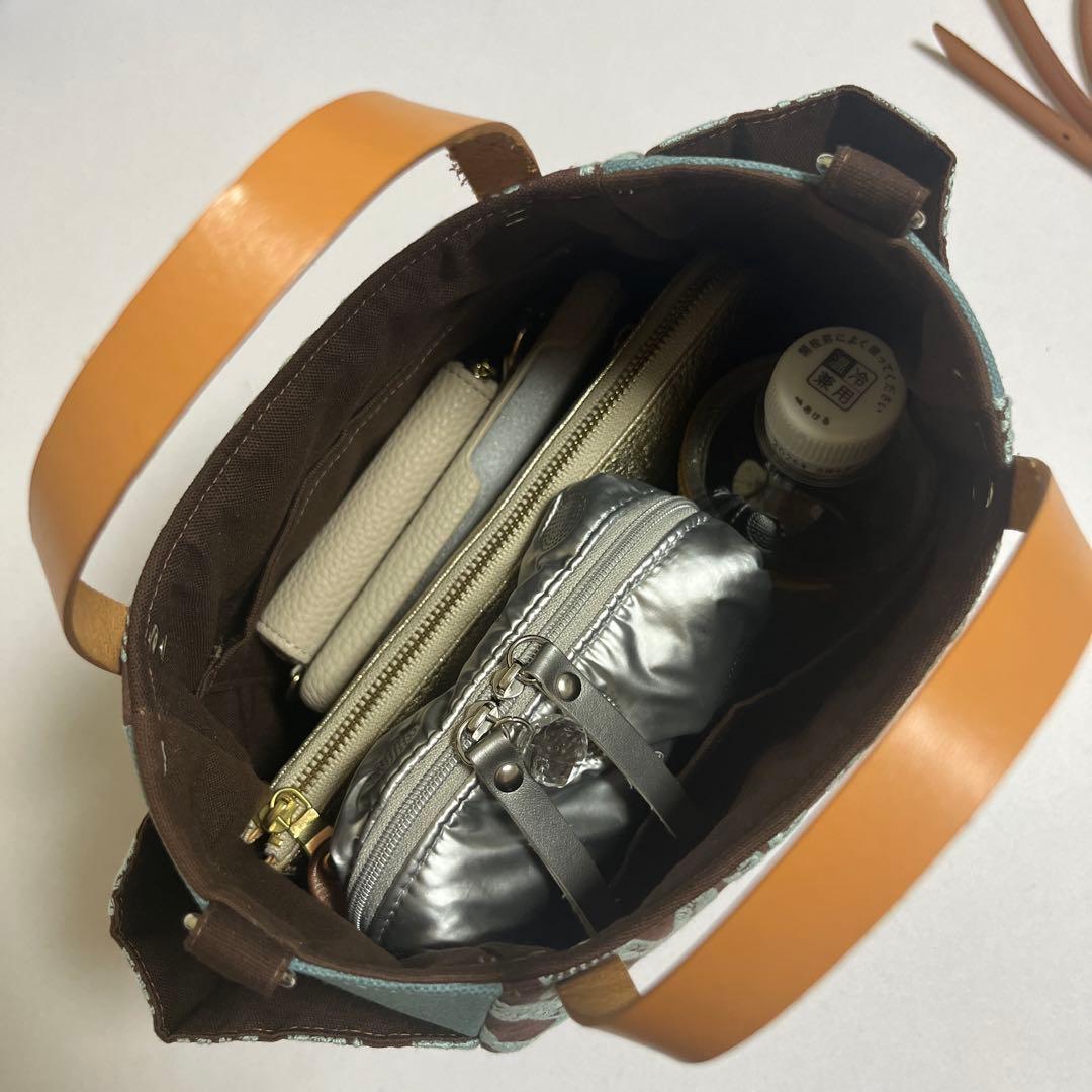 バルーンバッグ（S）ミナペルホネン 《ponpia》ヌメ革ショルダー紐付