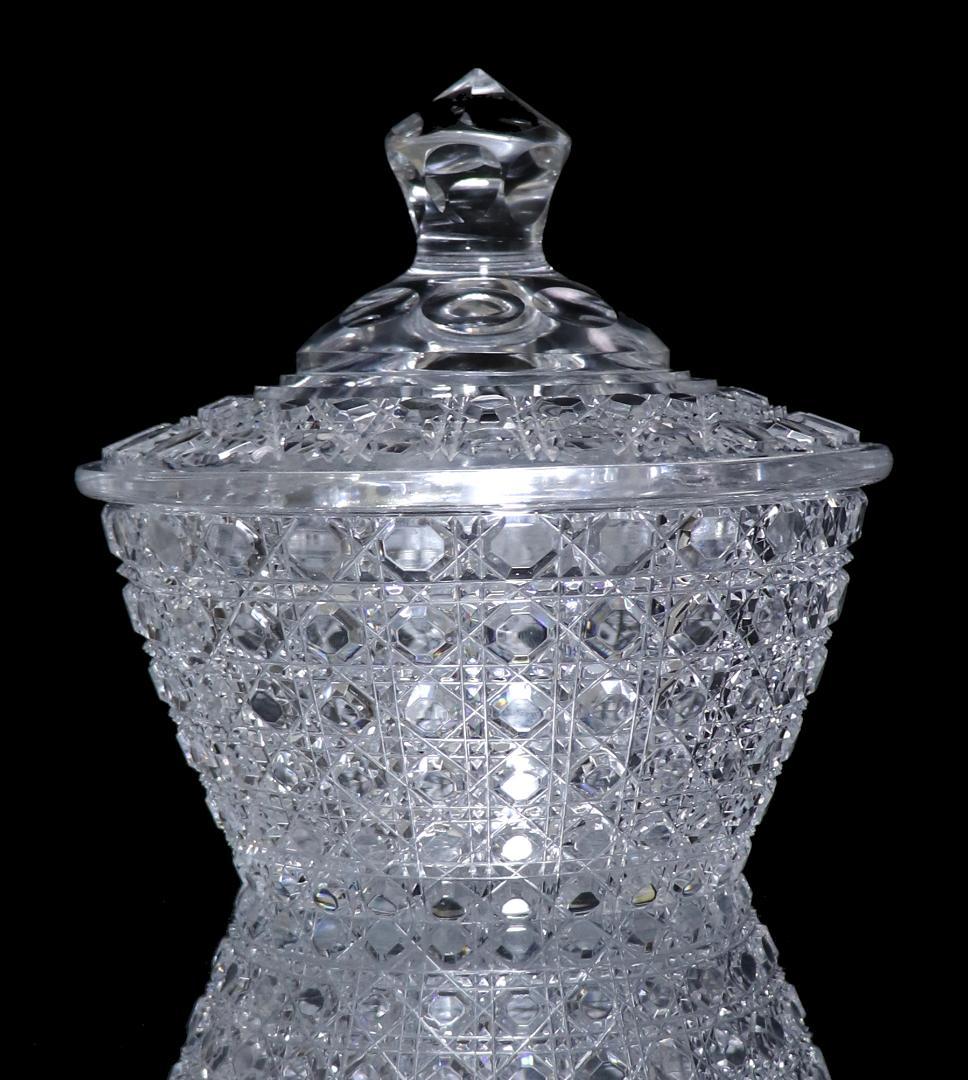 オールド・バカラ レア型最大級 1.6kg 重厚切子蓋物 ディアマン・ピエーリー
