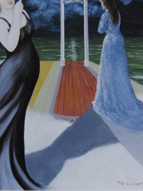 能仲ヤツヲ、【訪問者は】、希少な額装用画集より、新品額装付