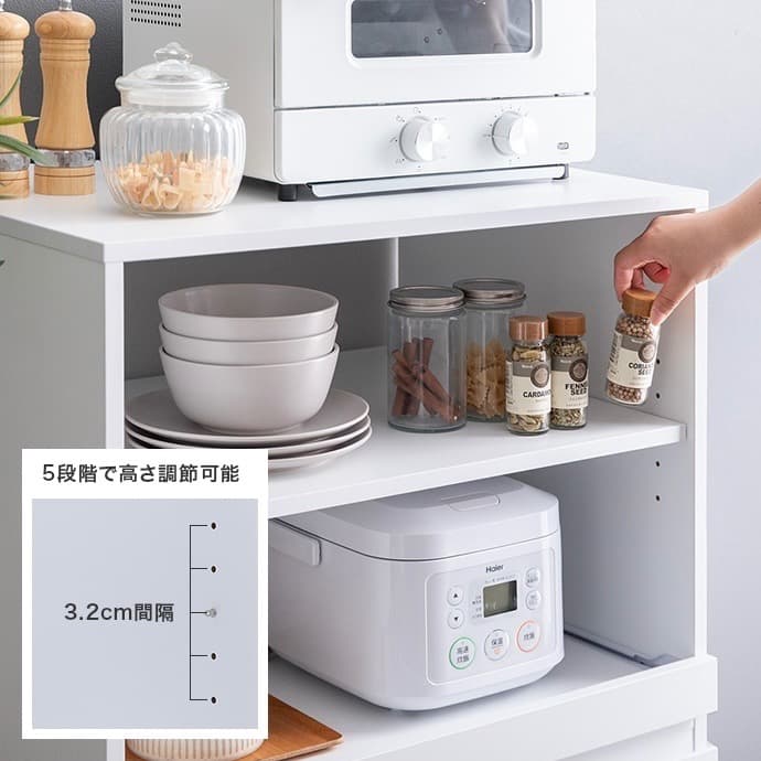 幅60cm】Topu コンパクトキッチン収納 スライド コンセント レンジ台