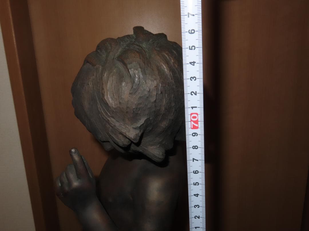 フランス彫刻家オーギュスト・モロー「少年と小鳥」 ブロンズ像 銅像