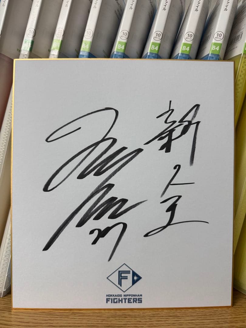 北海道日本ハムファイターズ 大川慈英 27 直筆サイン色紙 ロゴ色紙