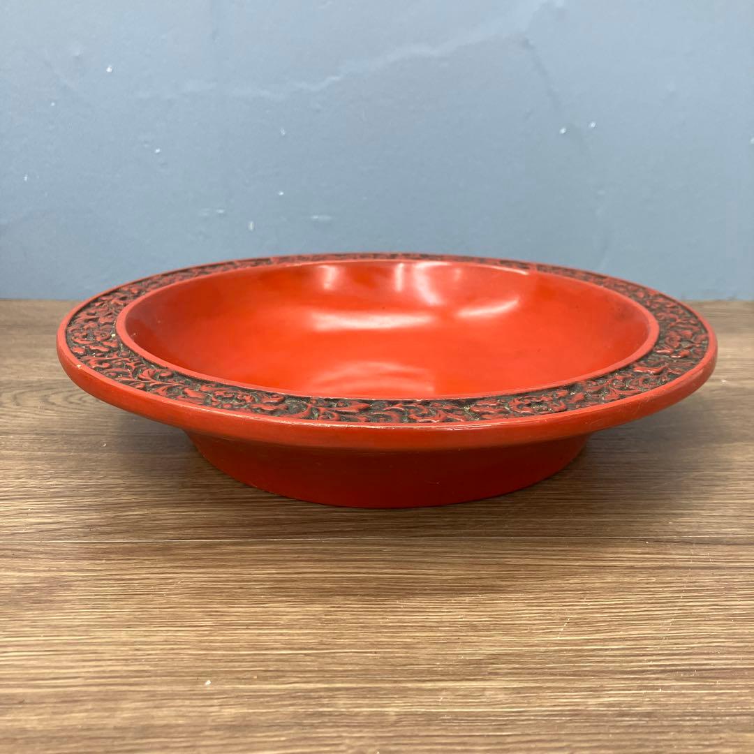 E-2 昭和レトロ 記念品 鎌倉彫風 漆器セット 三段重箱＆菓子鉢 記念