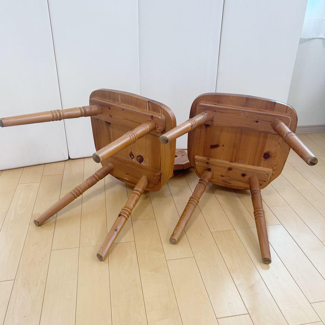 木の温もり カントリー ウッドチェア ダイニング 2脚セット ハート形