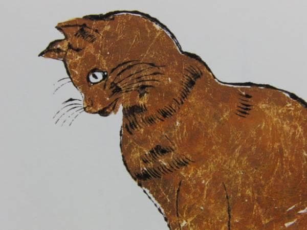 A・ウォーホル、腰をすえた猫、希少画集画、美品、新品額付