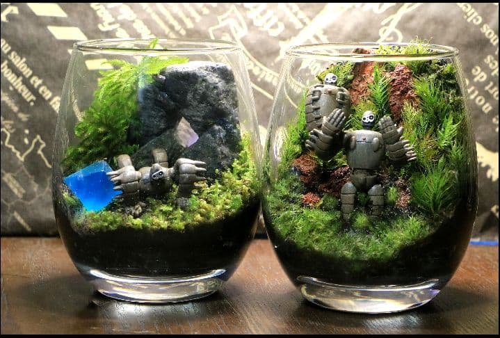 苔テラリウム ロボット兵 シングル、 ダブルセット 心癒す我が家の