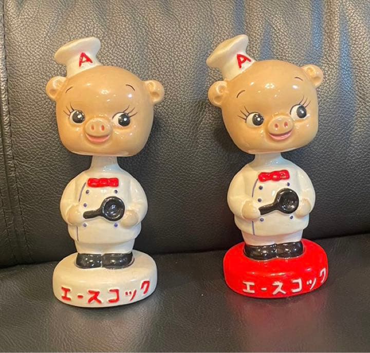 エースコック こぶた 首振り人形 セット ボビング TOYZ CLUB レア