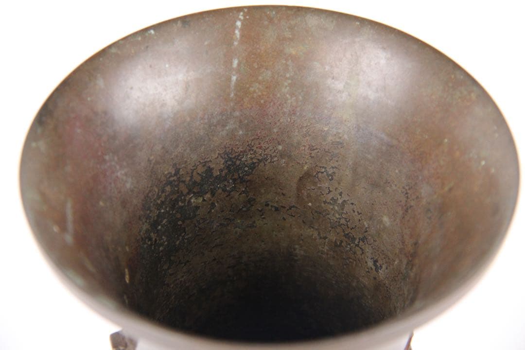 藏六造 饕餮文銅瓶 花瓶 青銅器写 唐金 花入 唐物写 遺古居 EL11-27