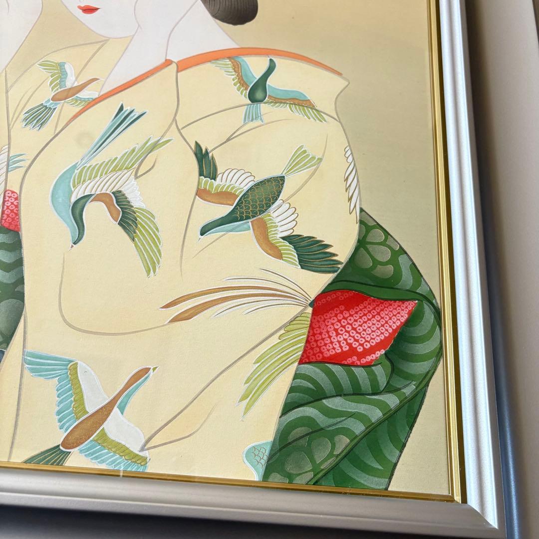 堀江浮水 (堀江豊生) 額装 美人画 真作 日本画 師/伊東深水 絵画