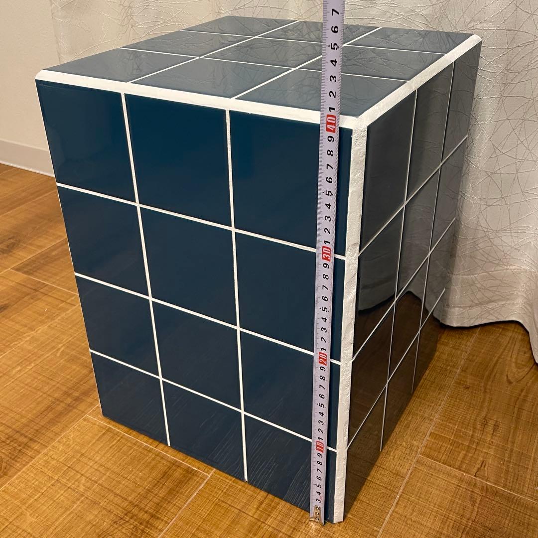 ❤️一点もの】韓国インテリアタイルスツール テーブル ブルー サイド