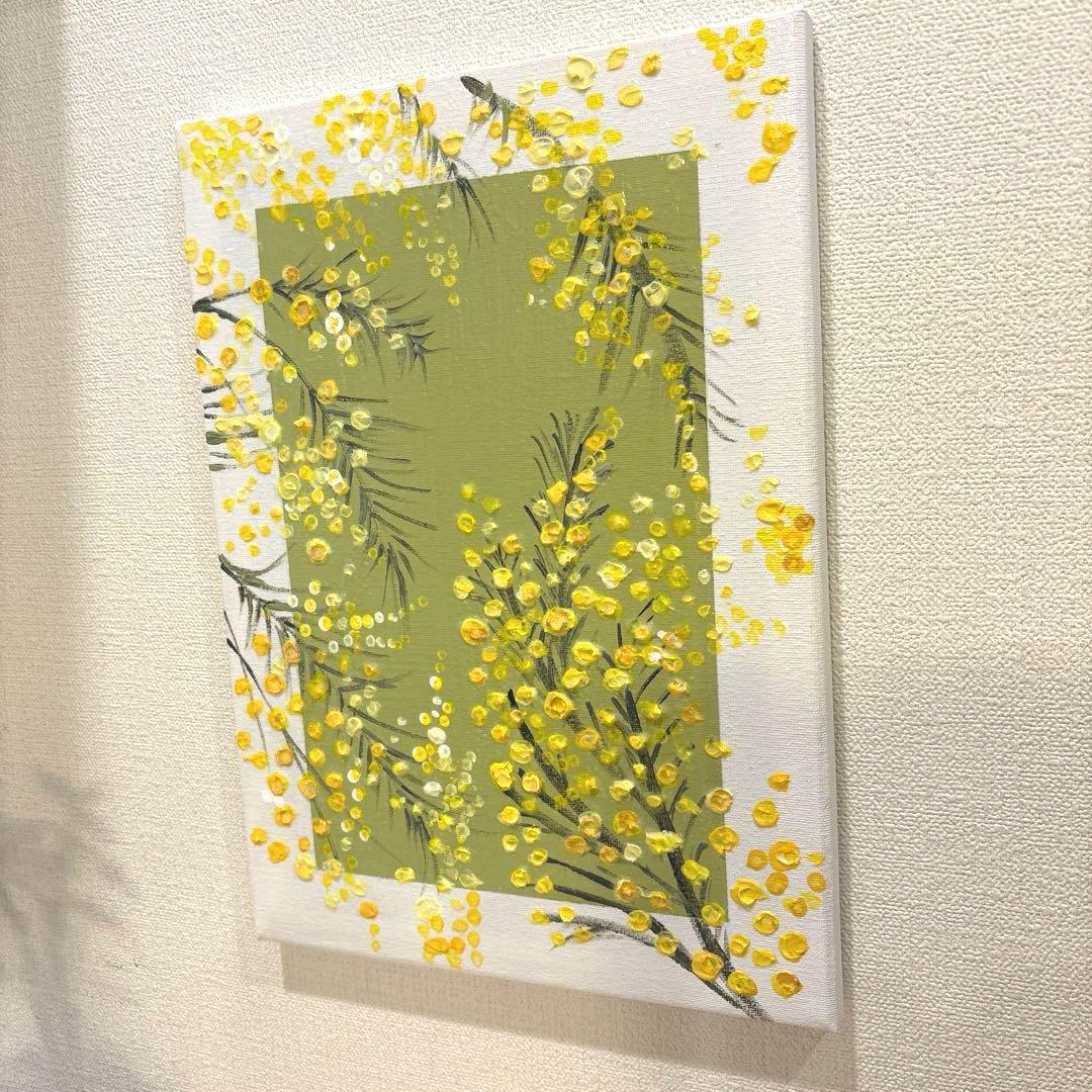 テクスチャーアート アクリル画 ミモザ 花の絵 原画 - メルカリ