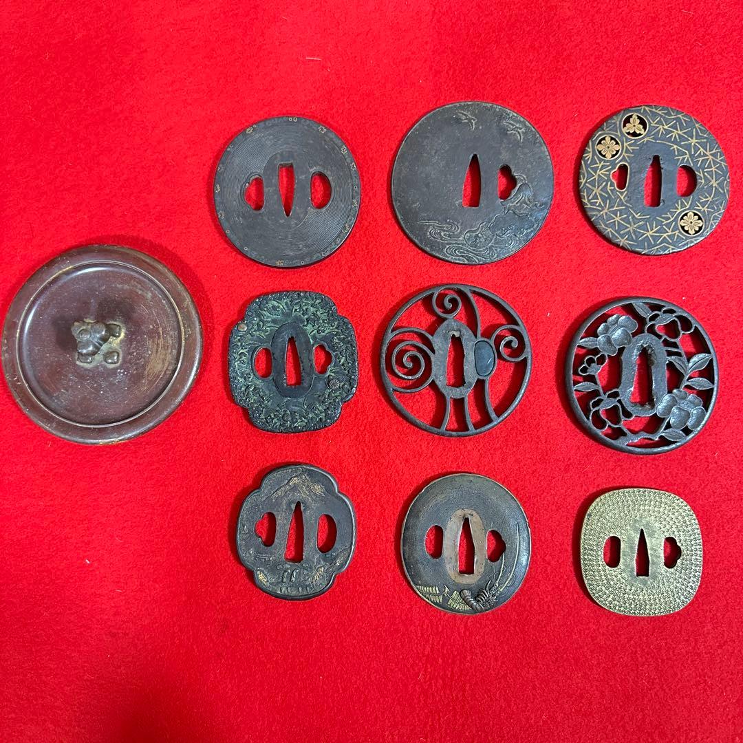 鉄地　金象嵌刀装具 鍔 刀鍔 骨董品 鉄地 鐔 武具　鉄瓶蓋 10個セット 鍔 t-147 雁繋透鐔（尾張）（特別貴重刀装具） 鉄地 鍔・刀装具 : 日本