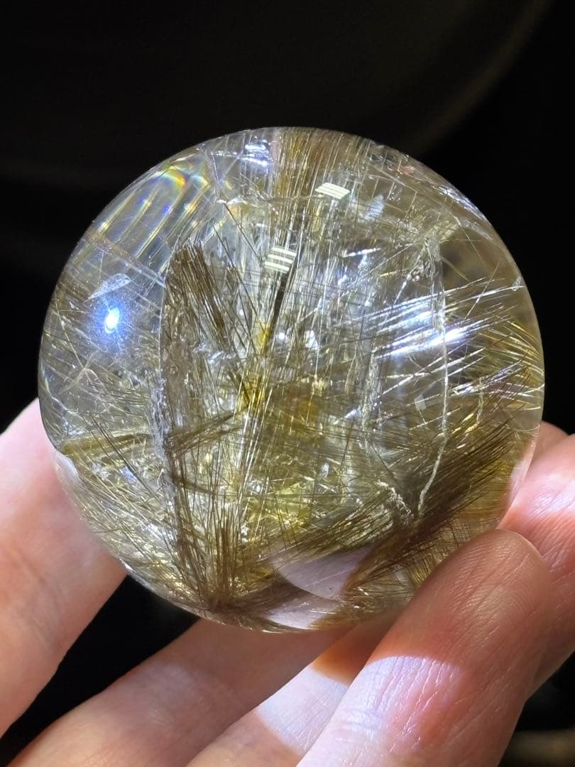 デビルルチルクォーツスフィア　ゴールドルチル&シルバールチル共生　4.73cm