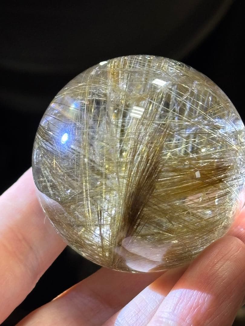 デビルルチルクォーツスフィア　ゴールドルチル&シルバールチル共生　4.73cm