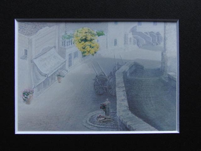 松浦安弘、ミモザの咲くころ、希少な画集より、新品高級額、額装付 2025