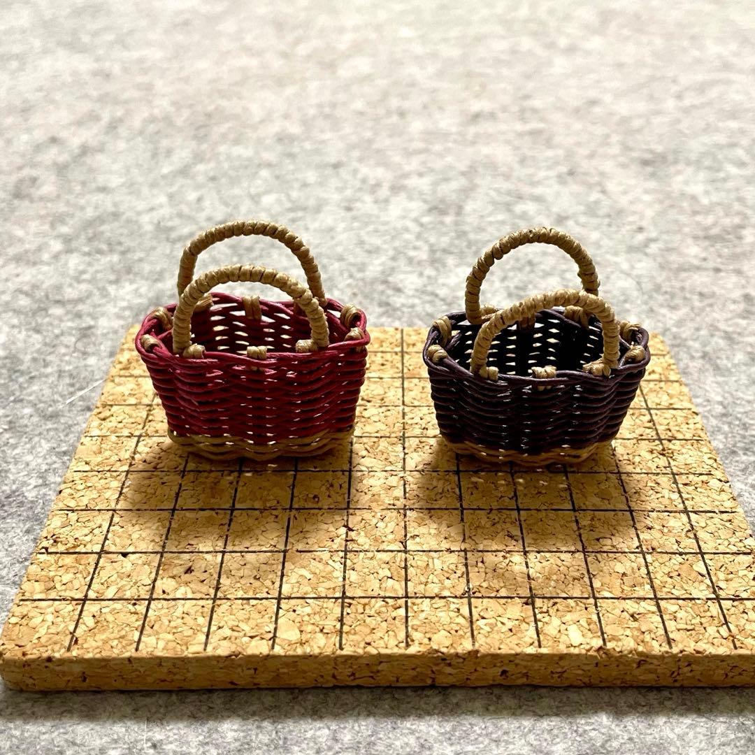 ミニチュアカゴバッグ2個セット②バイカラー クラフトバンド エコ