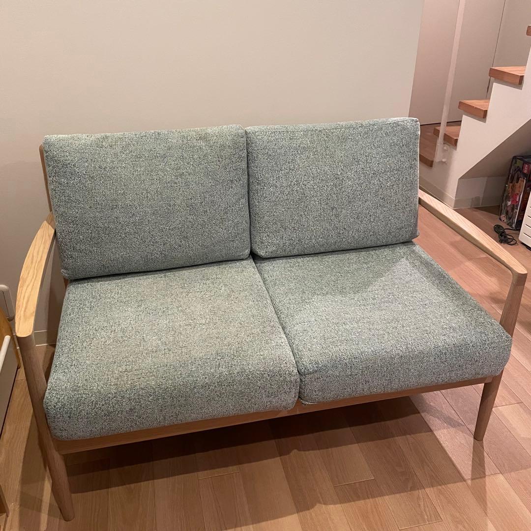 HIDAKAGU 飛騨家具　2人掛けソファ　019-2P ホワイトオーク×ミント 飛騨産業 HIDA 森のことば ソファ2P 両肘付き SN14W 幅169 10年保証付