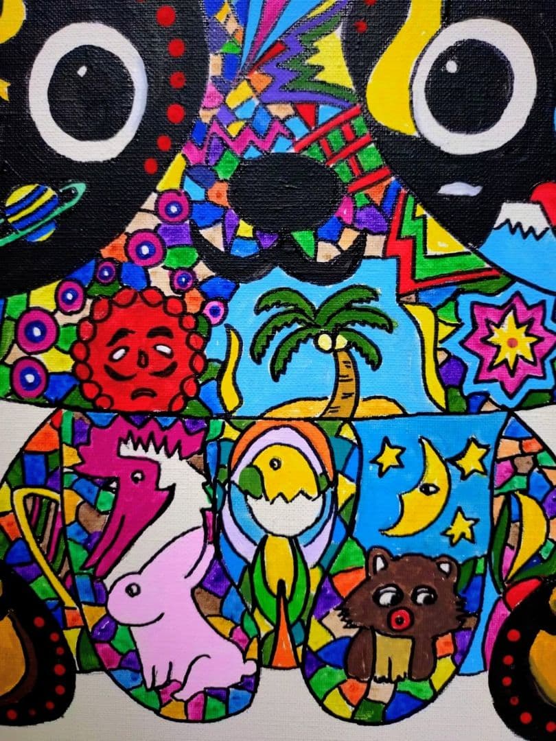 F6号】ジミー大西【パンダ】手描き作品/表裏サイン/油彩/アクリル/絵画