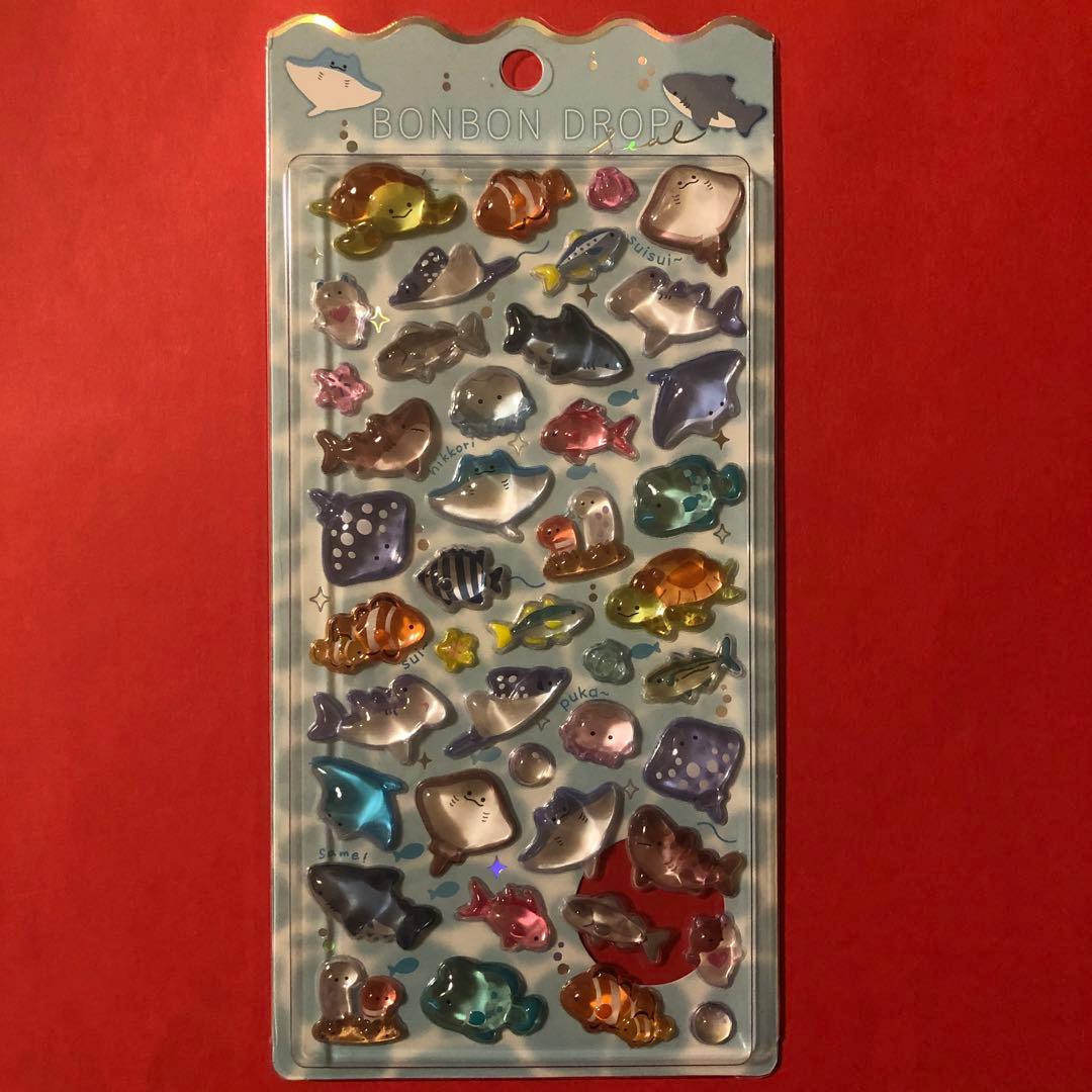 正規品》ボンボンドロップシール 水族館限定 3種類セット 海水魚 海獣