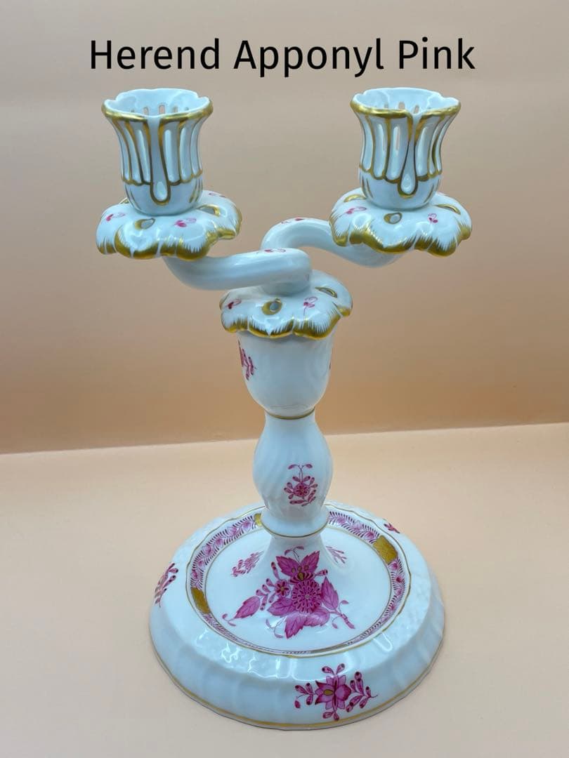 ヘレンドアポニーピンクのキャンドルホルダー GOODWILLガラスキャンドルホルダーELEGANTピンク10cm ～ サラグレース