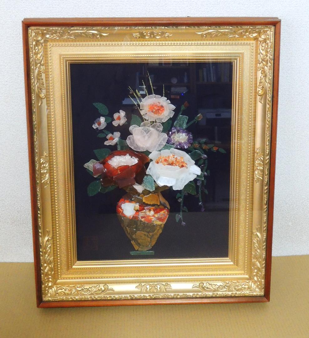 【宝石画・貴石画】花瓶の花【東商・刻印付き】 宝石画・貴石画】花瓶の花【東商・刻印付き】 - メルカリ