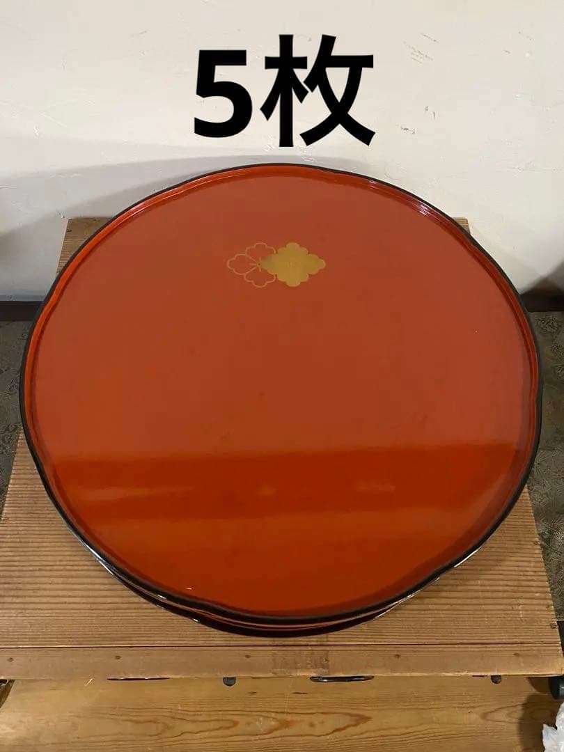 輪島塗　懐石道具　折敷　お膳　お盆　5枚 中古 茶道具 懐石道具 会席道具/折敷 懐石膳 会席盆 点心盆 輪島塗り