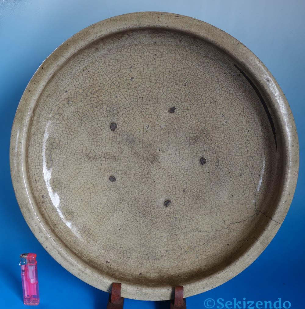 古瀬戸　灰釉　黄瀬戸　大皿　大鉢　メダカ鉢　小長曽陶器窯跡　江戸時代　2526 古瀬戸 灰釉 黄瀬戸 大皿 大鉢 メダカ鉢 小長曽陶器窯