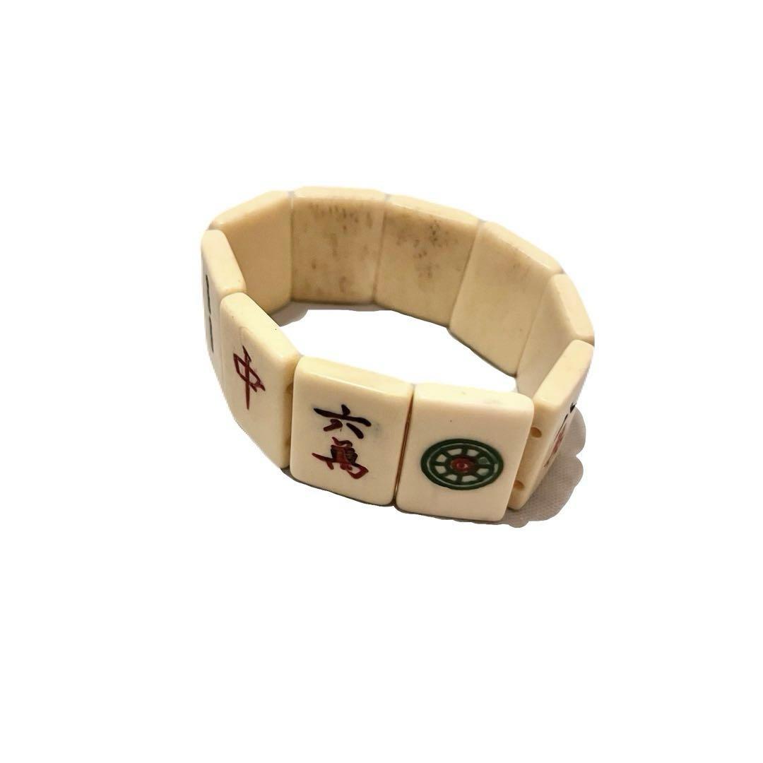その他 80's/souvenir mah-jongg tiles bracelet Mah Jongg Tile Bracelet with Beads /Jewelry (2 strands) - MahJongg