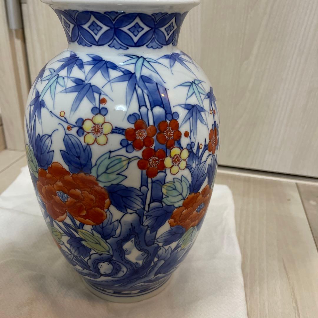 鍋島焼 虎仙窯 壺 花瓶 伊万里焼 鍋島 虎仙窯 竹・梅、牡丹紋様 - メルカリ