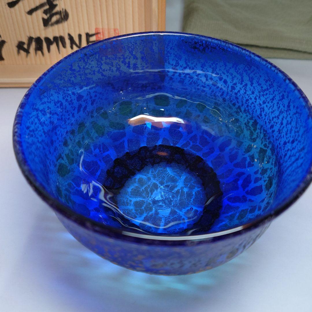 稲嶺盛吉 抹茶碗 硝子 抹茶茶碗 茶碗 茶道具 共箱 琉球ガラスの名工