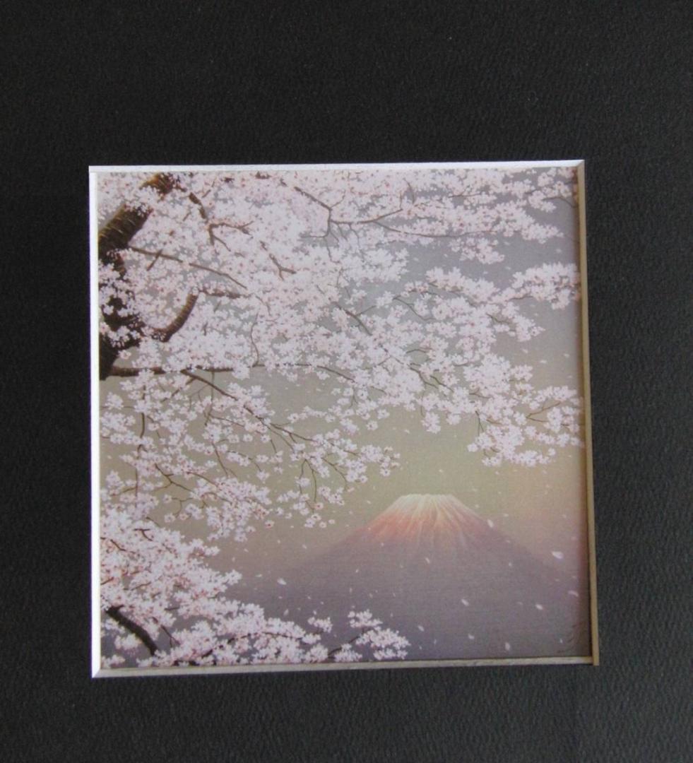 山地司、【桜と富士-1】、希少な額装用画集より、状態良好、新品額装付 オリジナル風水開運版画 YZ25 美しき日本・白富士桜 吉岡浩太郎
