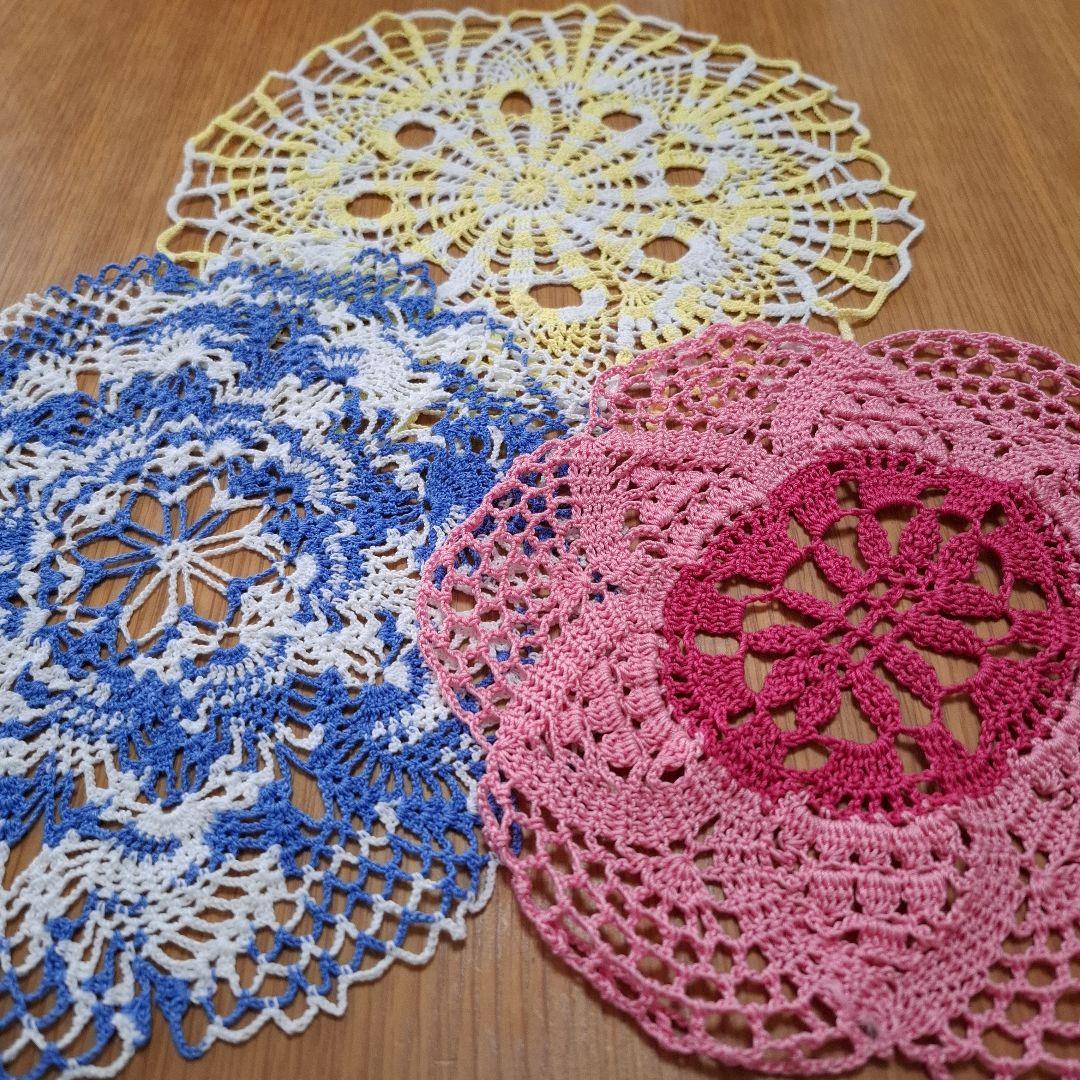 ハンドメイド レース編み 3枚セット - メルカリ