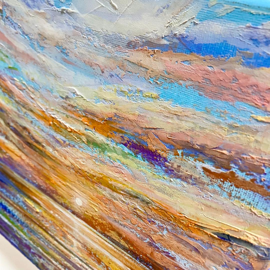 sunset＊絵画 原画 風景画 テクスチャーアート 海 夏 夕日 ハワイ 沖縄