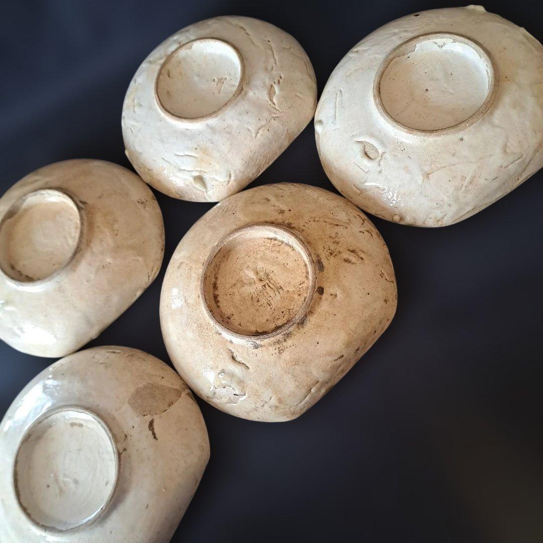 渋さ 枯れ味 志野焼の魅力！」 志野皿(幅14cm)5客セット 箱付き 骨董ア