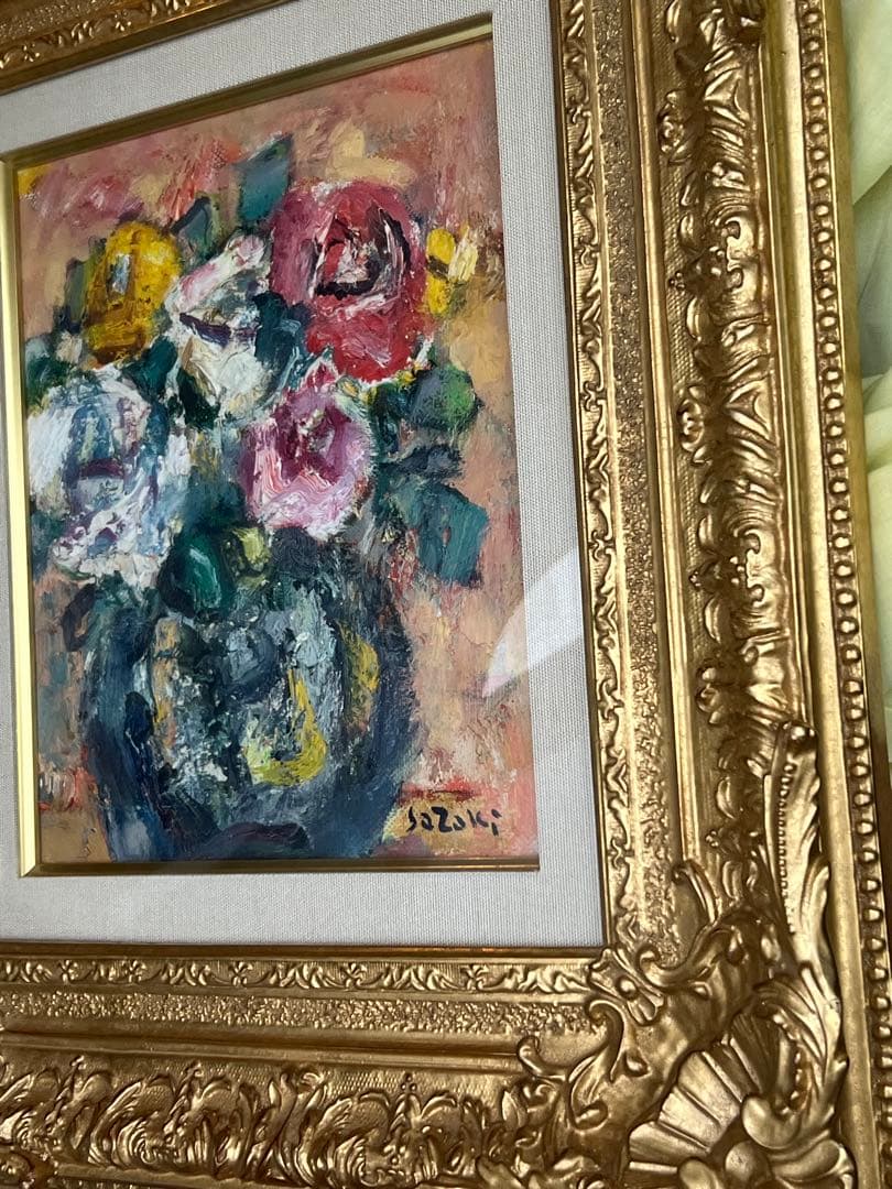 佐崎紘一 【薔薇】厚塗り油彩画