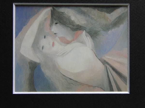 マリー ローランサン、「二人の女」、希少な画集より、新品高級額・額装付 マリー・ローランサン、【二人の少女】、高級画集画、状態良好、新品