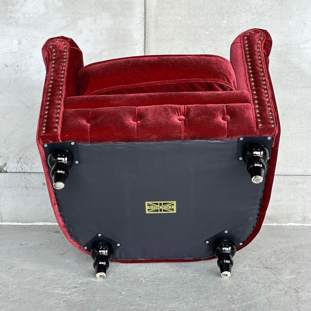 ☆VINCENT☆チェスターフィールド 1Pソファ ベルベット アンティーク調