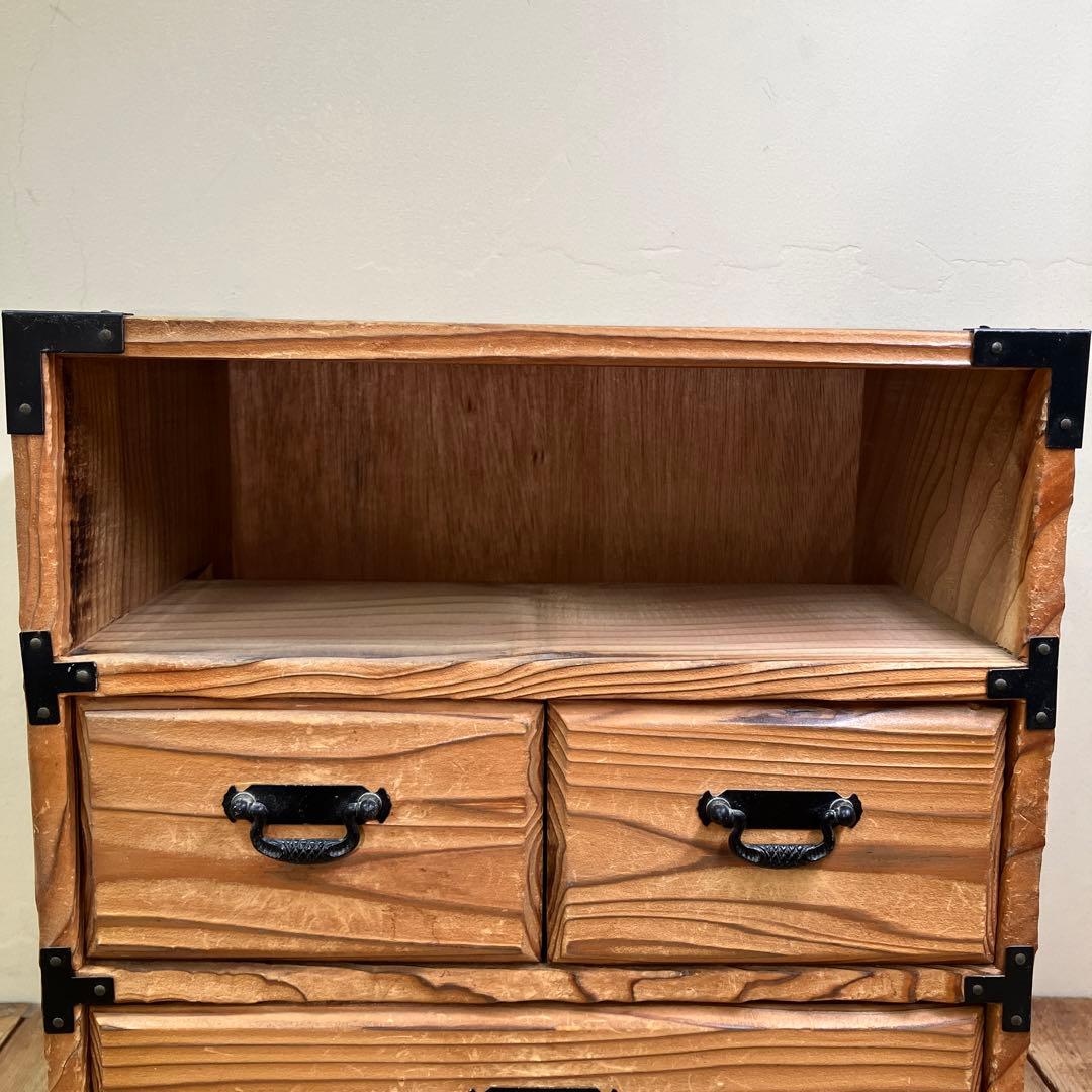 B-1 昭和レトロ 焼き杉 木製小箪笥 小物入れ 卓上収納ミニチェスト 3