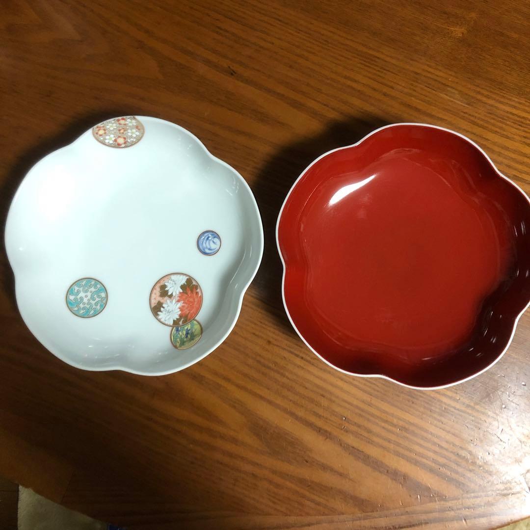 深川製磁 寿赤絵、朱皿 2枚セット - メルカリ