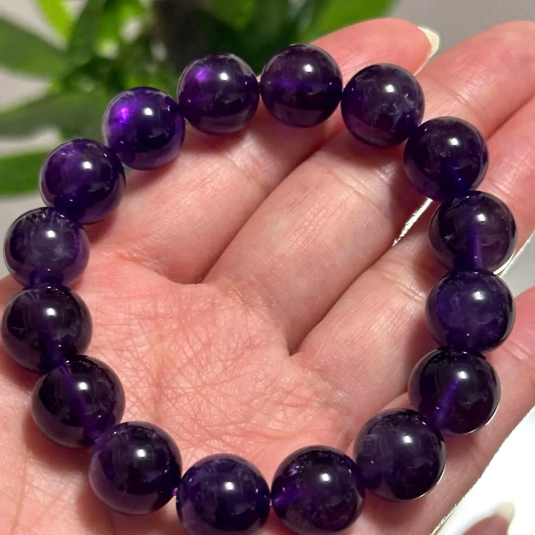 希少】ウルグアイ アメジスト 11.5mmブレスレット 浄化 濃い 天然石 紫