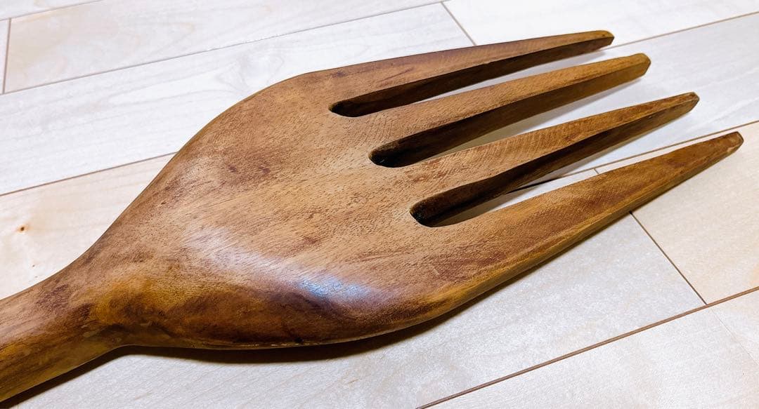 巨大☆ 木製☆ 大きなスプーン&フォーク セット 置き物 置物 オブジェ