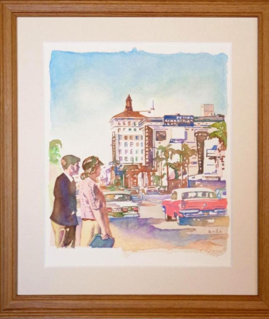 水彩画 街並みと人物 街並みには群像が良く似合う | 水彩画の小部屋