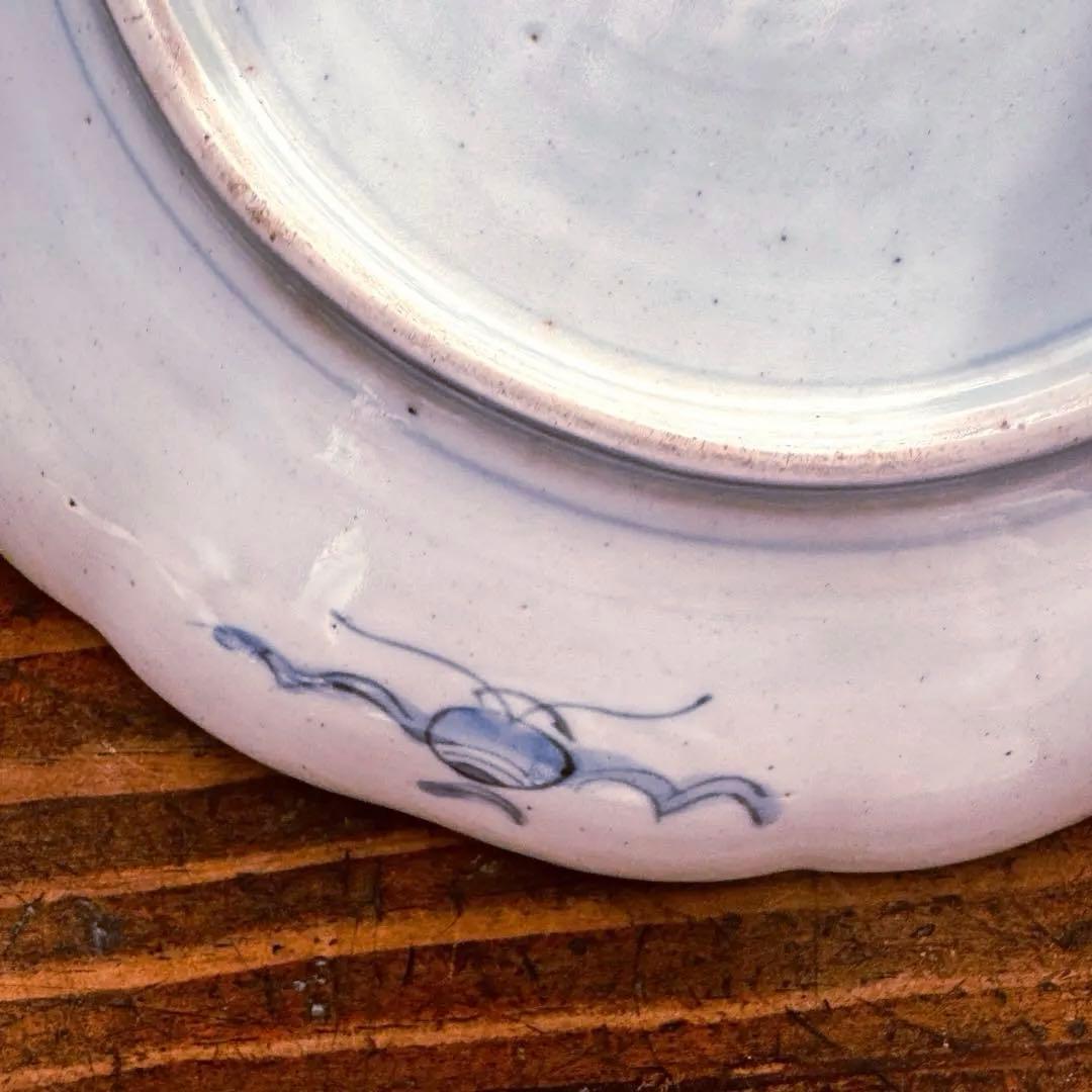 骨董皿 希少 カエル文 火焔文 金彩赤絵皿 輪花皿 かえる文 金カエル