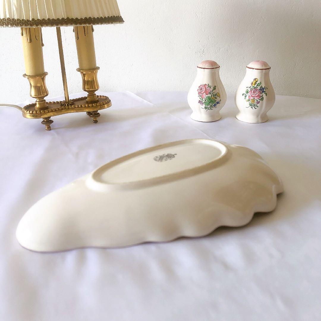 人気 リュネヴィル シェル型ラヴィエ 前菜皿ブーケ柄 フランス