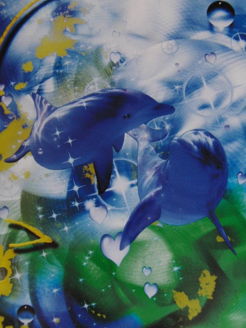 クリスチャン・ラッセン、【メタル ドルフィン】、希少な額装用画集