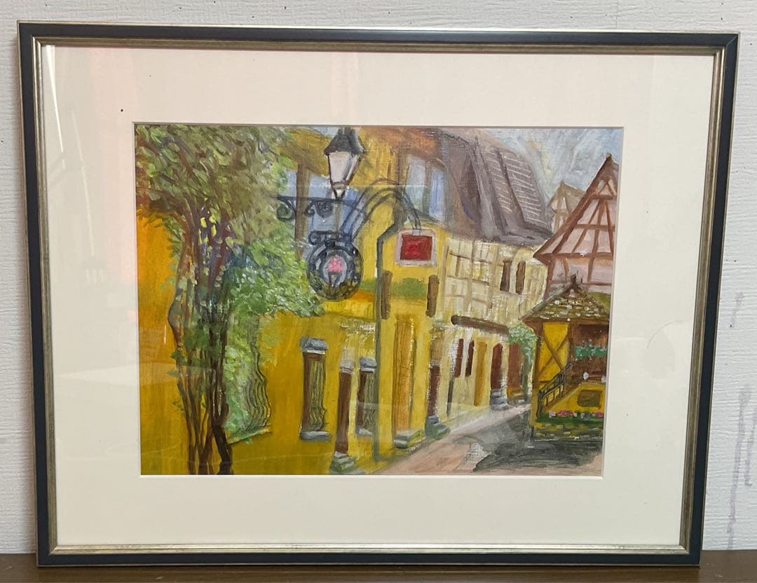 油彩画　「　フランスの街並み　」　額付 楽天市場】油彩画 F6号 広瀬和之 「パリの街角」 真筆 額入り 額装絵画