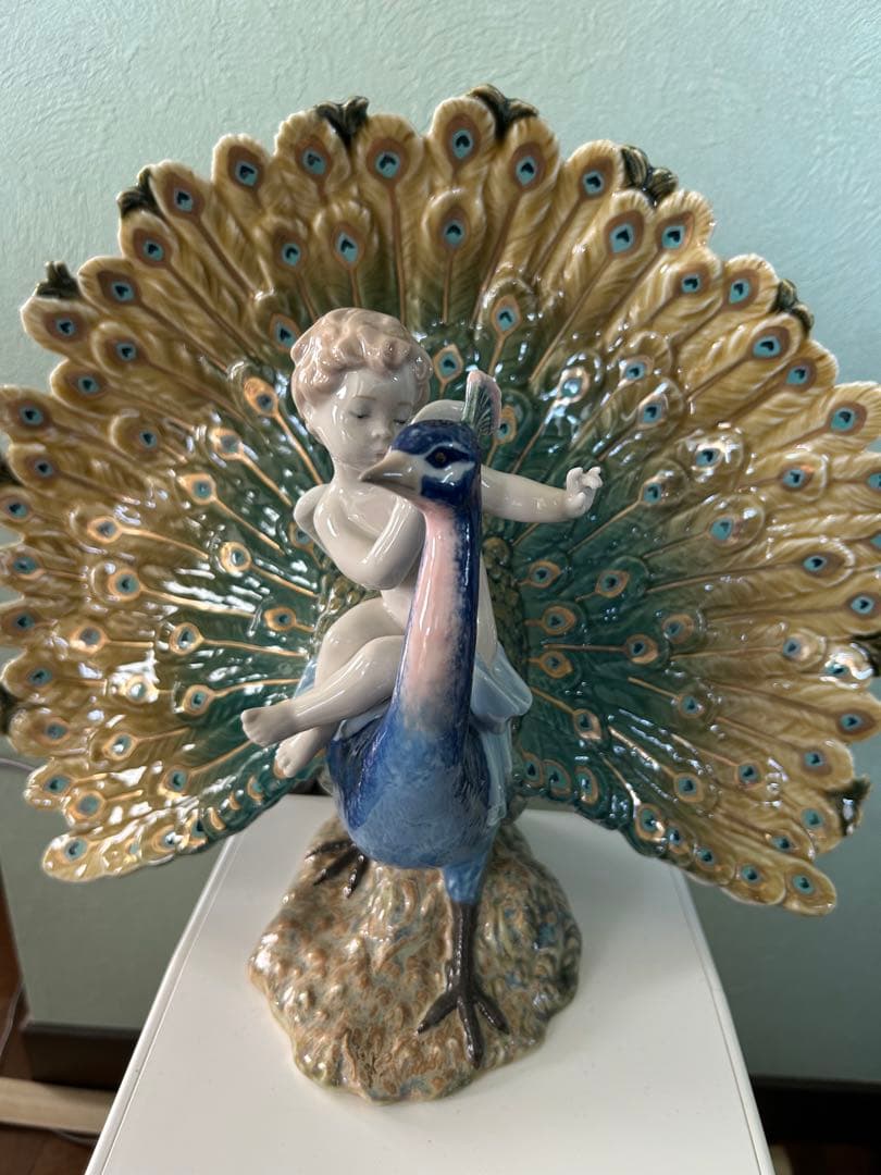 天使と孔雀の陶器置物 utsunomiyahonpo_int-glass05