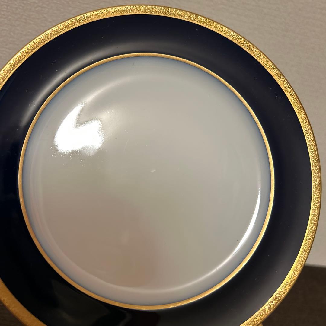 大倉陶園　ロイヤルブルー　瑠璃金彩金蝕　デザートプレート　19.5cm